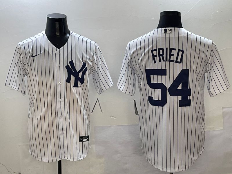 Men New York Yankees #54 Fried White Stripe Game Nike 2025 MLB Jersey style 1->new york yankees->MLB Jersey